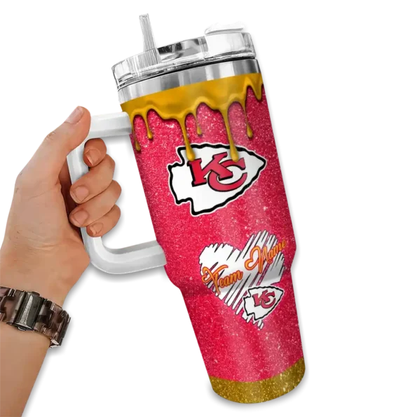 custom kansas city chiefs heart helmet motif red curved tumbler fashion forward.webp
