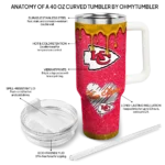 custom kansas city chiefs heart helmet motif red curved tumbler best selling.webp