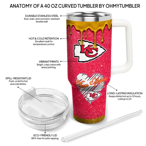 custom kansas city chiefs heart helmet motif red curved tumbler new arrival.webp