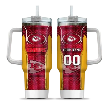 custom kansas city chiefs hexagon armor red curved tumbler best selling.webp