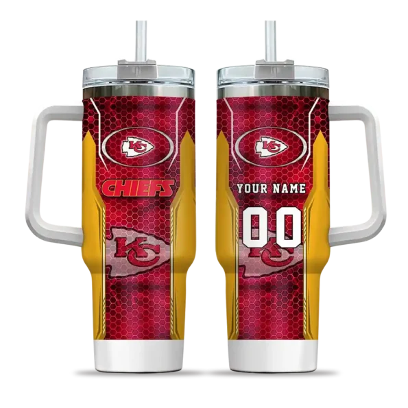 custom kansas city chiefs hexagon armor red curved tumbler best selling.webp