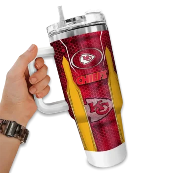 custom kansas city chiefs hexagon armor red curved tumbler fashion forward.webp