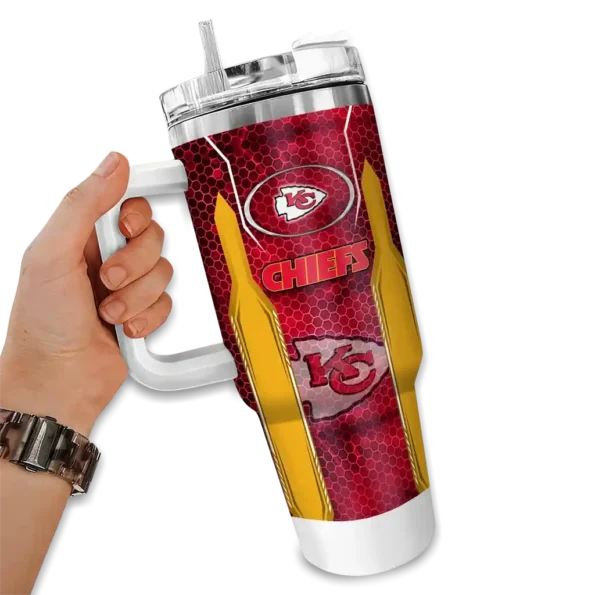 custom kansas city chiefs hexagon armor red curved tumbler fashion forward.webp
