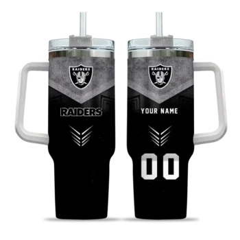 custom las vegas raiders arrow armor black curved tumbler best selling.webp