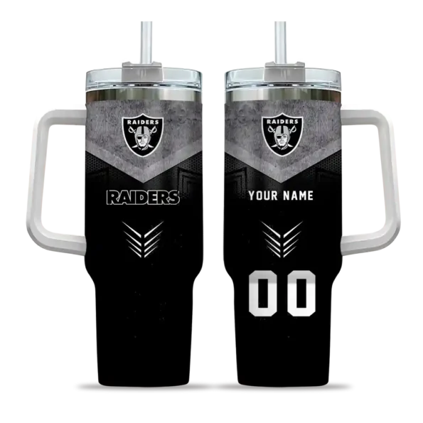 custom las vegas raiders arrow armor black curved tumbler best selling.webp