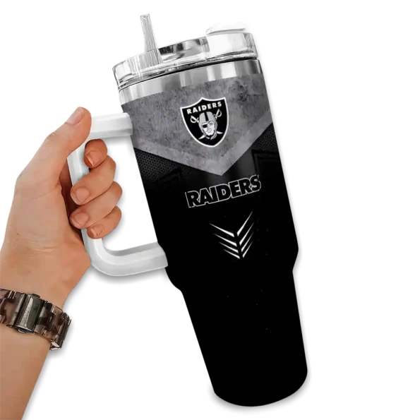 custom las vegas raiders arrow armor black curved tumbler fashion forward.webp
