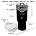 custom las vegas raiders arrow armor black curved tumbler best selling.webp
