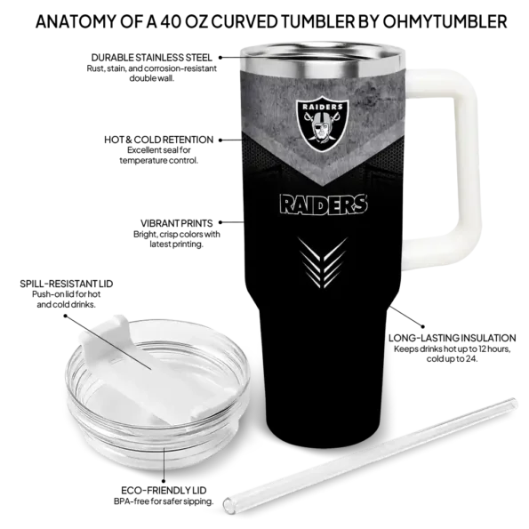 custom las vegas raiders arrow armor black curved tumbler new arrival.webp
