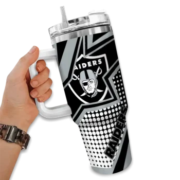 custom las vegas raiders arrow burst black curved tumbler fashion forward.webp