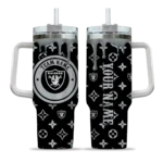 custom las vegas raiders bullseye drips black curved tumbler best selling.webp