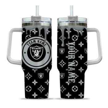 custom las vegas raiders bullseye drips black curved tumbler best selling.webp