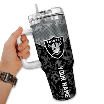 custom las vegas raiders chevron stripe black curved tumbler fashion forward.webp