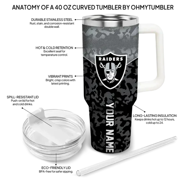 custom las vegas raiders chevron stripe black curved tumbler new arrival.webp