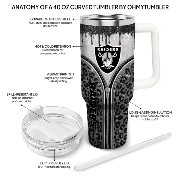 custom las vegas raiders leopard zipper black curved tumbler new arrival.webp