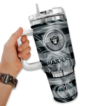 custom las vegas raiders marbled stripes black curved tumbler fashion forward.webp
