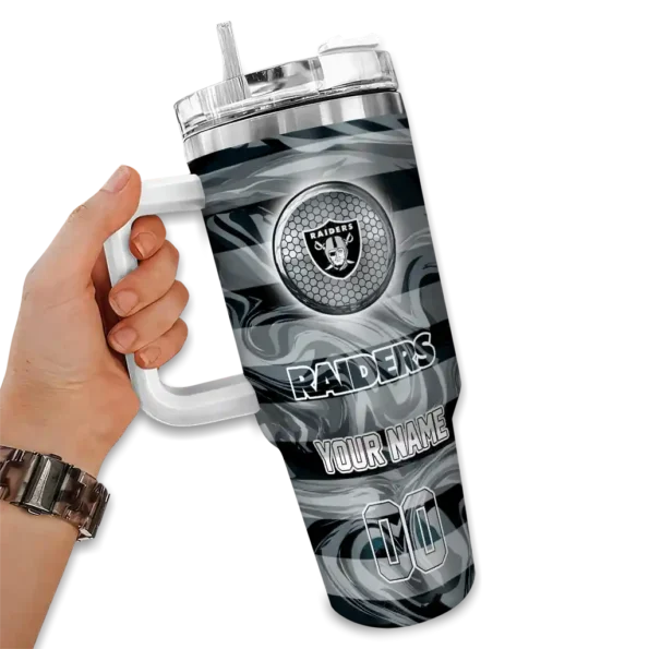 custom las vegas raiders marbled stripes black curved tumbler fashion forward.webp