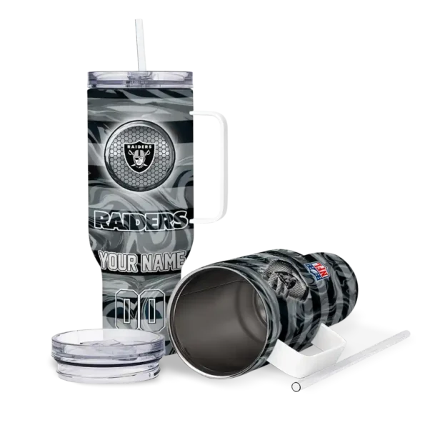 custom las vegas raiders marbled stripes black curved tumbler high quality.webp