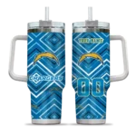 custom los angeles chargers bold diamonds blue curved tumbler best selling.webp