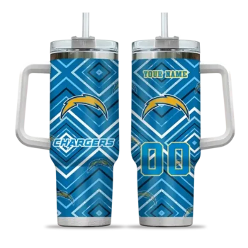 custom los angeles chargers bold diamonds blue curved tumbler best selling.webp