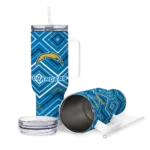 custom los angeles chargers bold diamonds blue curved tumbler best selling.webp