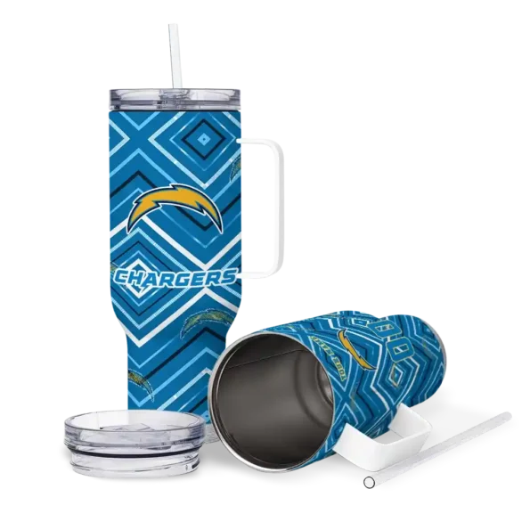 custom los angeles chargers bold diamonds blue curved tumbler high quality.webp