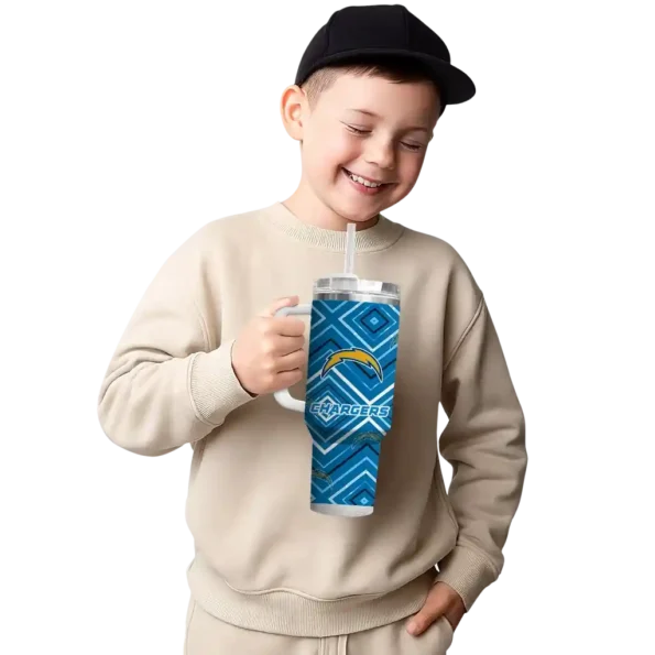 custom los angeles chargers bold diamonds blue curved tumbler latest model.webp