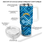 custom los angeles chargers bold diamonds blue curved tumbler best selling.webp