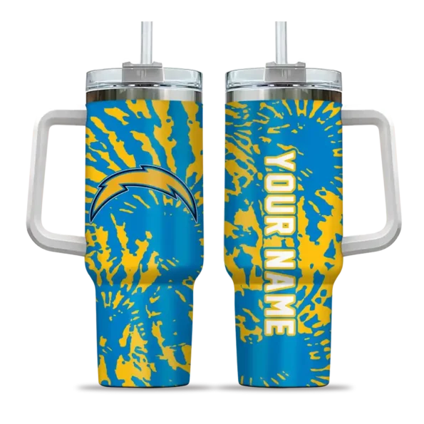 custom los angeles chargers burst swirl blue curved tumbler best selling.webp
