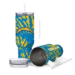 custom los angeles chargers burst swirl blue curved tumbler best selling.webp