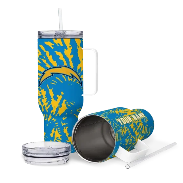 custom los angeles chargers burst swirl blue curved tumbler high quality.webp