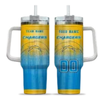 custom los angeles chargers gradient dots blue curved tumbler best selling.webp