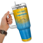 custom los angeles chargers gradient dots blue curved tumbler best selling.webp