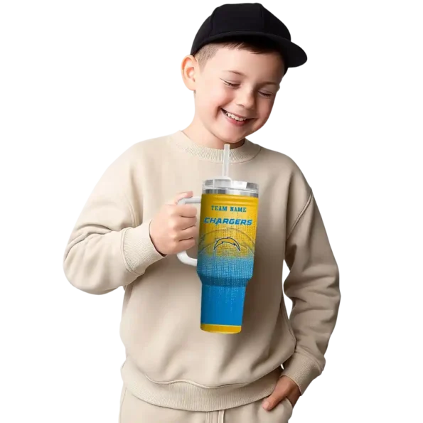 custom los angeles chargers gradient dots blue curved tumbler latest model.webp