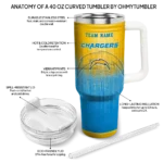 custom los angeles chargers gradient dots blue curved tumbler best selling.webp