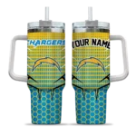 custom los angeles chargers hex texture blue curved tumbler best selling.webp