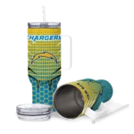 custom los angeles chargers hex texture blue curved tumbler best selling.webp