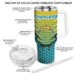 custom los angeles chargers hex texture blue curved tumbler best selling.webp