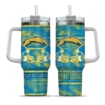 custom los angeles chargers honey streaks blue curved tumbler best selling.webp