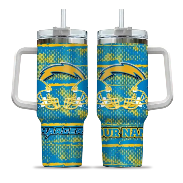 custom los angeles chargers honey streaks blue curved tumbler best selling.webp
