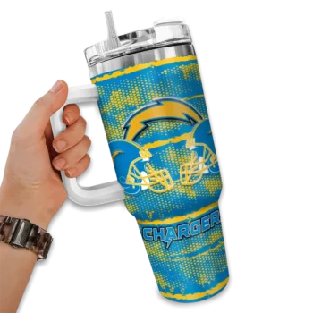 custom los angeles chargers honey streaks blue curved tumbler fashion forward.webp