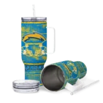 custom los angeles chargers honey streaks blue curved tumbler best selling.webp