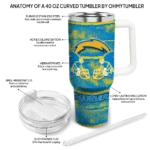custom los angeles chargers honey streaks blue curved tumbler best selling.webp
