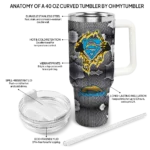 custom los angeles chargers superman shield blue gray curved tumbler best selling.webp