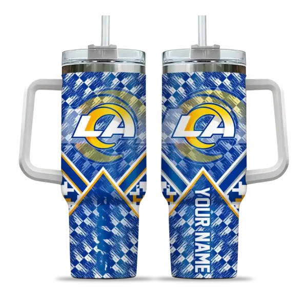 custom los angeles rams chevron angle blue curved tumbler best selling.webp
