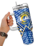 custom los angeles rams chevron angle blue curved tumbler best selling.webp