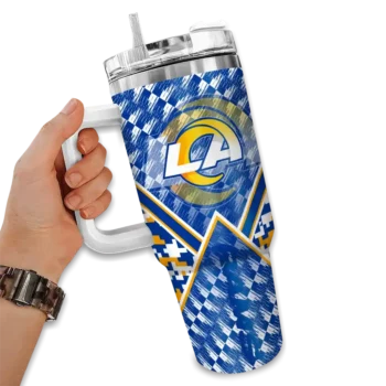 custom los angeles rams chevron angle blue curved tumbler fashion forward.webp