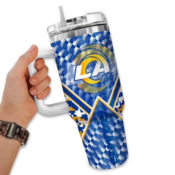 custom los angeles rams chevron angle blue curved tumbler fashion forward.webp
