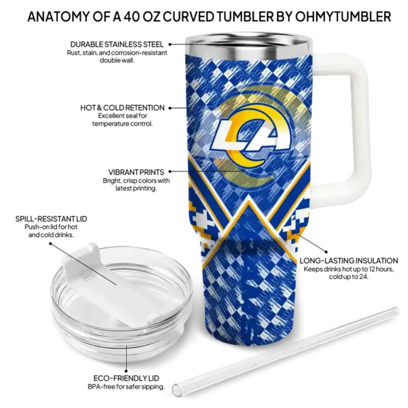 custom los angeles rams chevron angle blue curved tumbler new arrival.webp