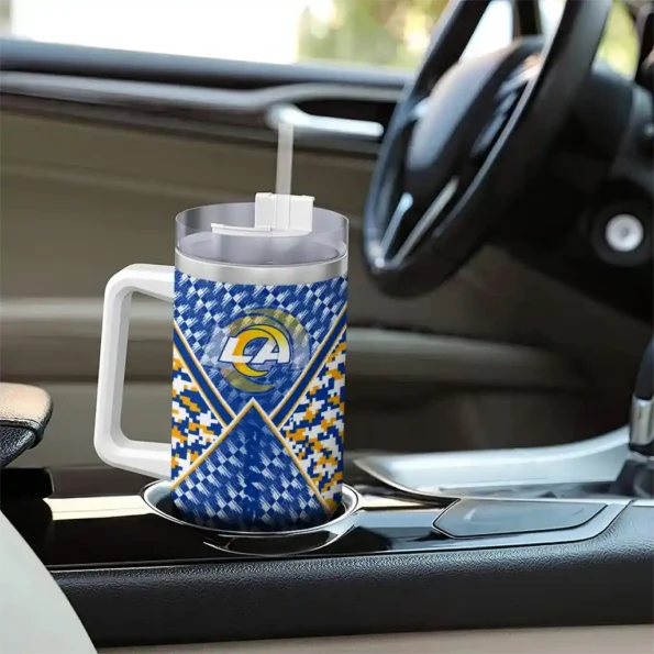custom los angeles rams chevron angle blue curved tumbler trendy.webp