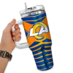 custom los angeles rams chevron layers blue curved tumbler best selling.webp